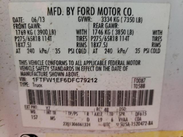 Photo 9 VIN: 1FTFW1EF6DFC79212 - FORD F150 SUPER 