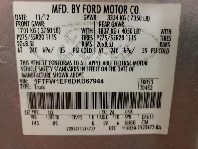 Photo 9 VIN: 1FTFW1EF6DKD67944 - FORD F150 SUPER 