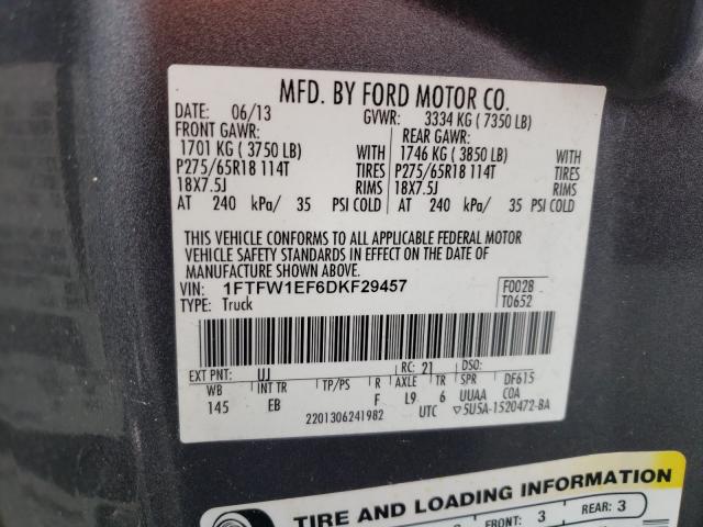 Photo 9 VIN: 1FTFW1EF6DKF29457 - FORD F150 SUPER 