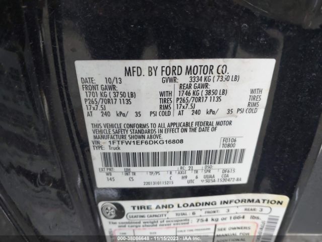 Photo 8 VIN: 1FTFW1EF6DKG16808 - FORD F150 