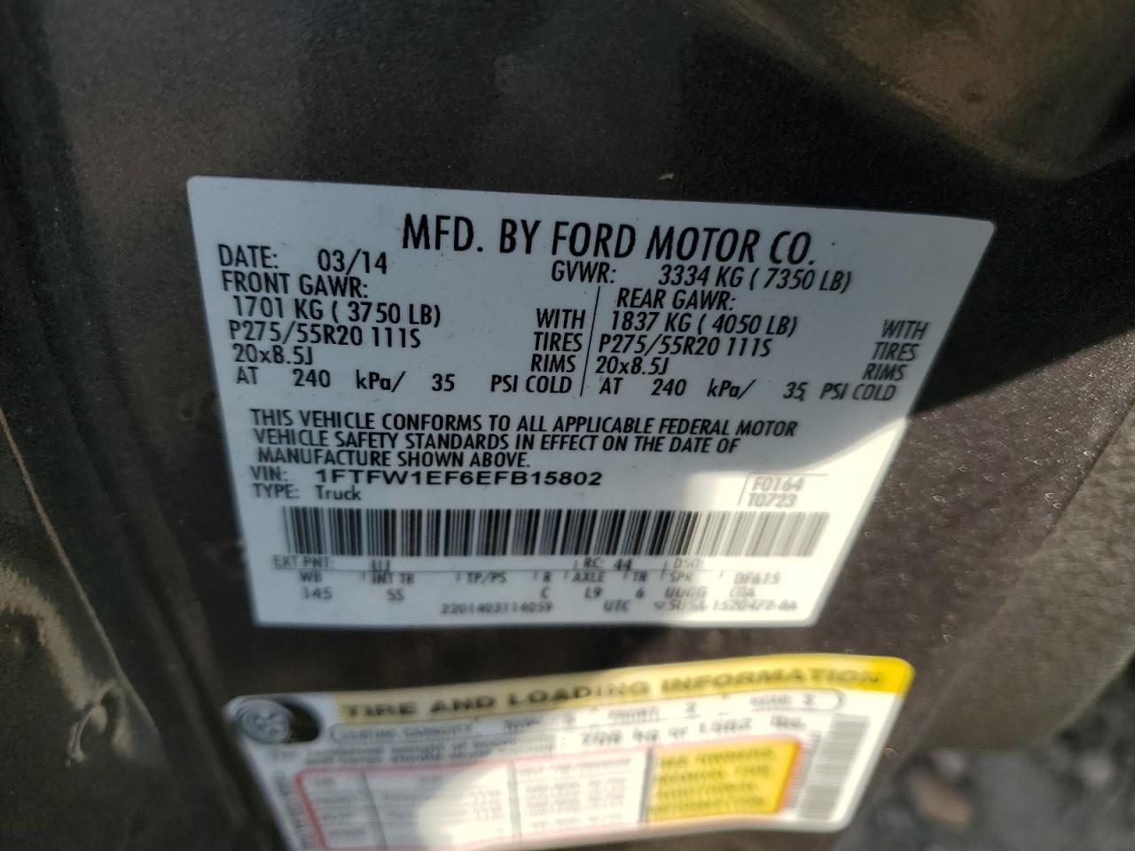 Photo 11 VIN: 1FTFW1EF6EFB15802 - FORD F-150 