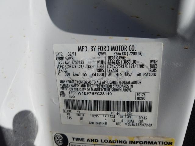 Photo 9 VIN: 1FTFW1EF7BFC28119 - FORD F150 SUPER 