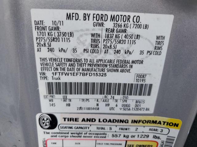 Photo 12 VIN: 1FTFW1EF7BFD15325 - FORD F-150 