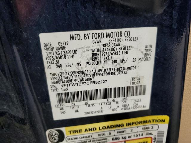 Photo 11 VIN: 1FTFW1EF7CFB82227 - FORD F150 SUPER 