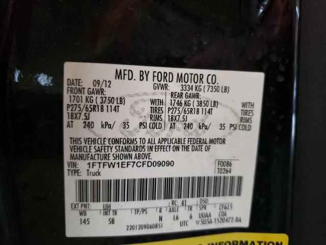 Photo 12 VIN: 1FTFW1EF7CFD09090 - FORD F-150 