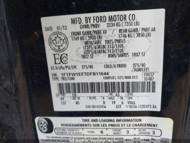 Photo 8 VIN: 1FTFW1EF7DFB11644 - FORD F150 