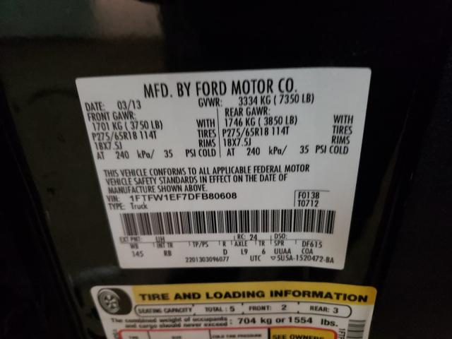 Photo 9 VIN: 1FTFW1EF7DFB80608 - FORD F150 SUPER 