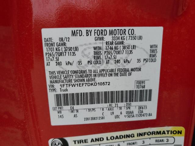 Photo 11 VIN: 1FTFW1EF7DKD10572 - FORD F150 SUPER 