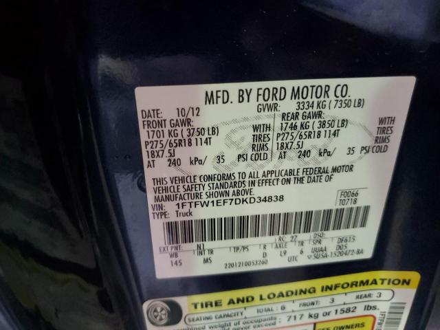 Photo 12 VIN: 1FTFW1EF7DKD34838 - FORD F-150 