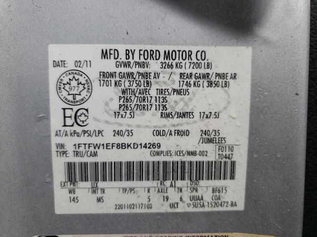 Photo 9 VIN: 1FTFW1EF8BKD14269 - FORD F150 SUPER 