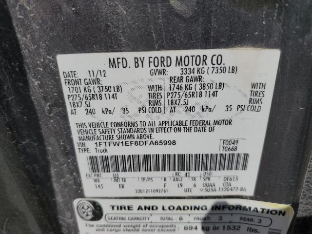 Photo 11 VIN: 1FTFW1EF8DFA65998 - FORD F150 SUPER 