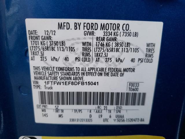 Photo 9 VIN: 1FTFW1EF8DFB15041 - FORD F150 SUPER 