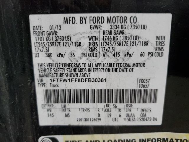 Photo 11 VIN: 1FTFW1EF8DFB30381 - FORD F150 SUPER 