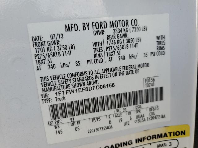 Photo 11 VIN: 1FTFW1EF8DFD08158 - FORD F-150 