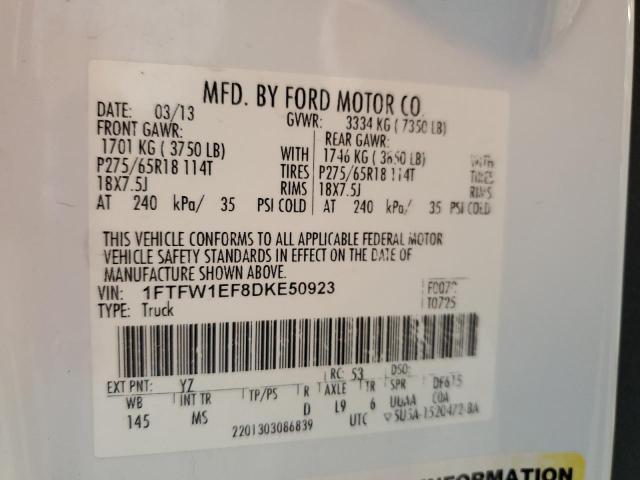 Photo 11 VIN: 1FTFW1EF8DKE50923 - FORD F150 SUPER 