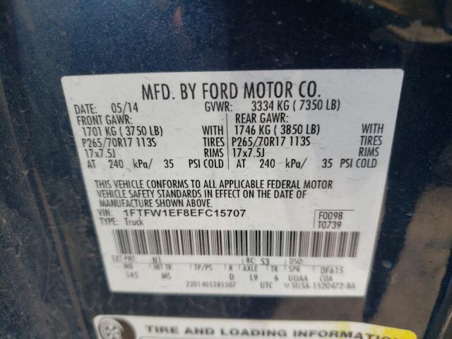 Photo 9 VIN: 1FTFW1EF8EFC15707 - FORD F150 SUPER 