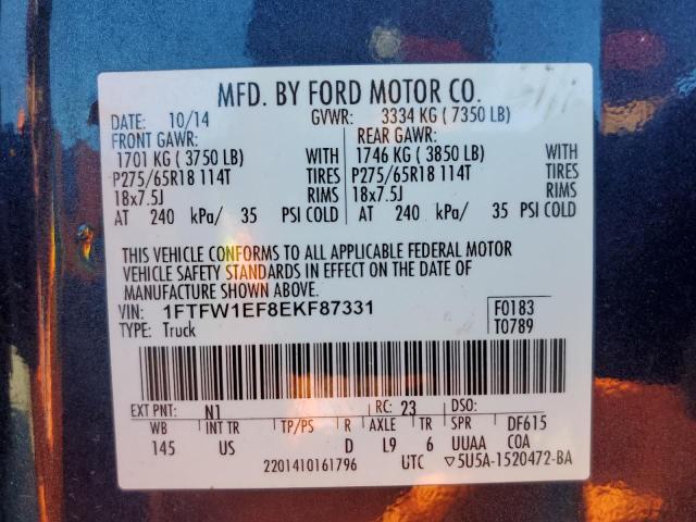 Photo 12 VIN: 1FTFW1EF8EKF87331 - FORD F-150 