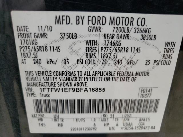 Photo 11 VIN: 1FTFW1EF9BFA16855 - FORD F150 SUPER 