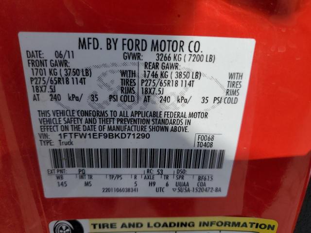 Photo 11 VIN: 1FTFW1EF9BKD71290 - FORD F150 SUPER 