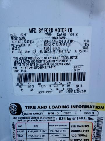 Photo 11 VIN: 1FTFW1EF9BKE17412 - FORD F150 SUPER 