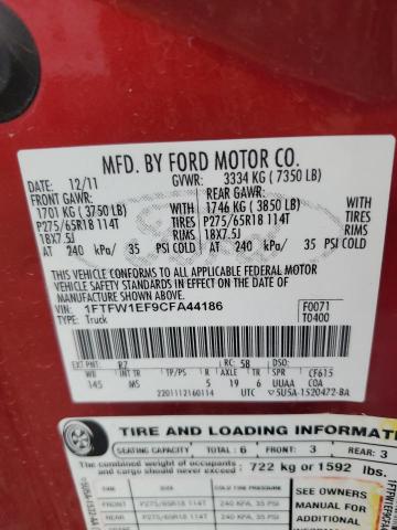 Photo 13 VIN: 1FTFW1EF9CFA44186 - FORD F150 SUPER 