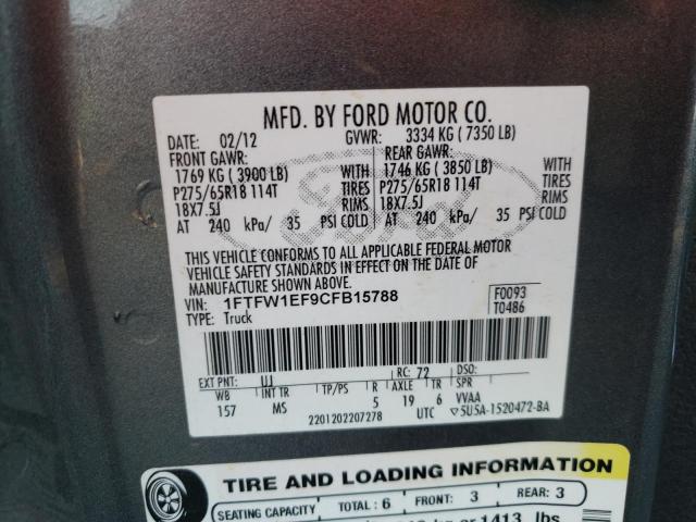 Photo 9 VIN: 1FTFW1EF9CFB15788 - FORD F150 SUPER 