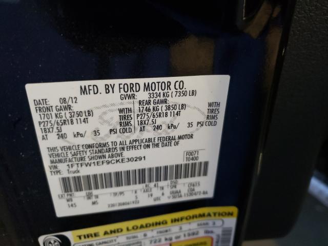 Photo 9 VIN: 1FTFW1EF9CKE30291 - FORD F150 SUPER 