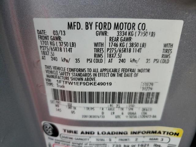 Photo 9 VIN: 1FTFW1EF9DKE49019 - FORD F150 SUPER 