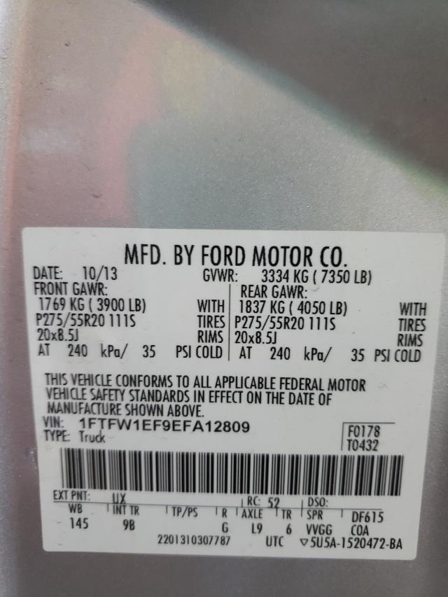 Photo 9 VIN: 1FTFW1EF9EFA12809 - FORD F150 SUPER 