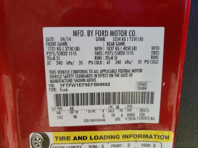 Photo 9 VIN: 1FTFW1EF9EFB69692 - FORD F150 SUPER 