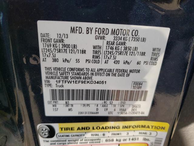 Photo 9 VIN: 1FTFW1EF9EKD34051 - FORD F150 SUPER 