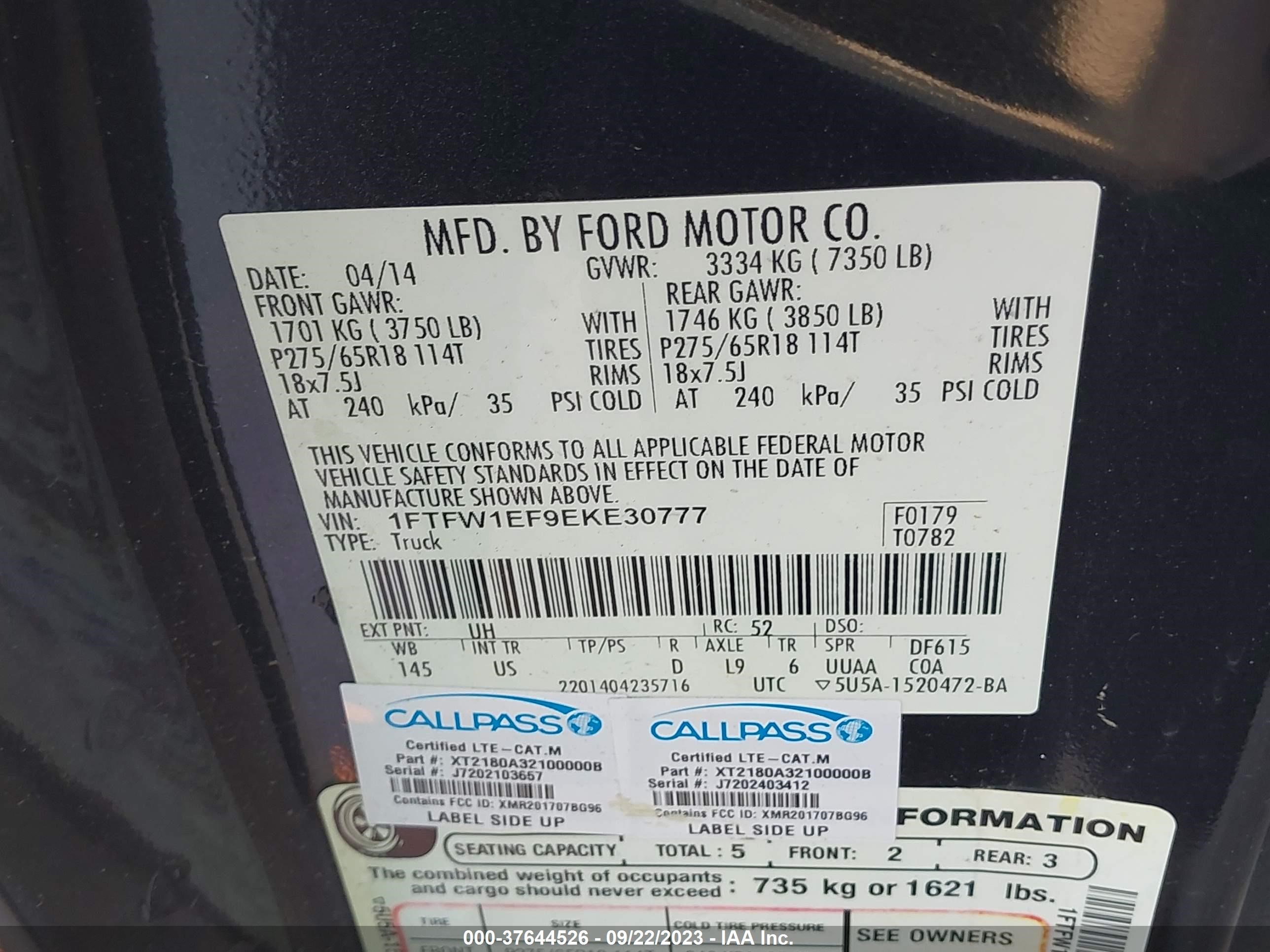 Photo 8 VIN: 1FTFW1EF9EKE30777 - FORD F-150 