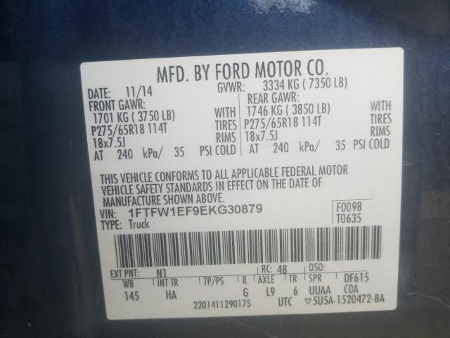 Photo 9 VIN: 1FTFW1EF9EKG30879 - FORD F150 SUPER 