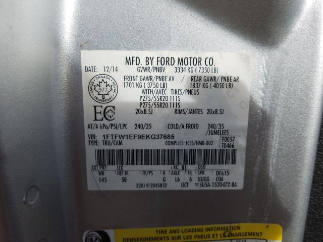 Photo 9 VIN: 1FTFW1EF9EKG37685 - FORD F150 SUPER 