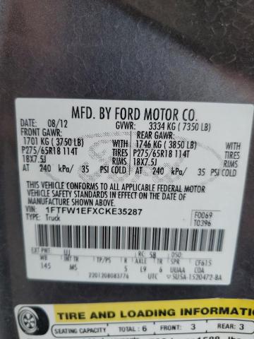 Photo 11 VIN: 1FTFW1EFXCKE35287 - FORD F150 SUPER 