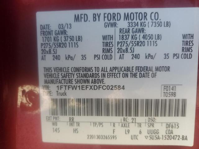 Photo 11 VIN: 1FTFW1EFXDFC02584 - FORD F150 SUPER 