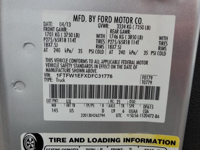 Photo 11 VIN: 1FTFW1EFXDFC31776 - FORD F150 SUPER 