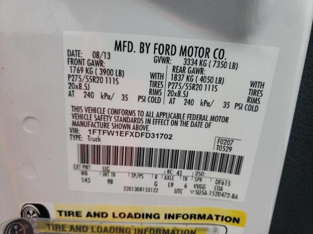 Photo 9 VIN: 1FTFW1EFXDFD31702 - FORD F150 SUPER 