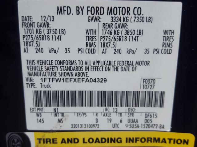 Photo 9 VIN: 1FTFW1EFXEFA04329 - FORD F150 SUPER 