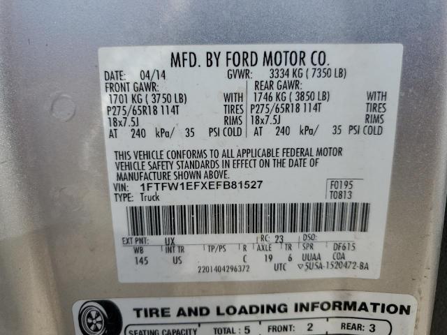 Photo 11 VIN: 1FTFW1EFXEFB81527 - FORD F150 SUPER 