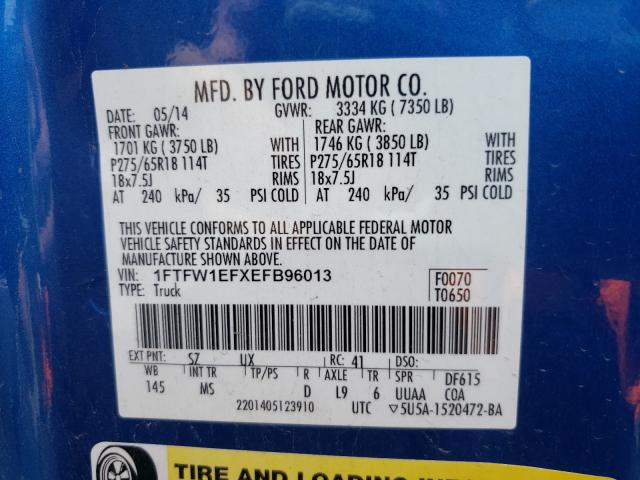 Photo 9 VIN: 1FTFW1EFXEFB96013 - FORD F150 SUPER 