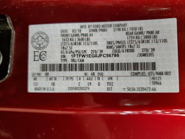 Photo 12 VIN: 1FTFW1EG0JFC56786 - FORD F150 SUPER 