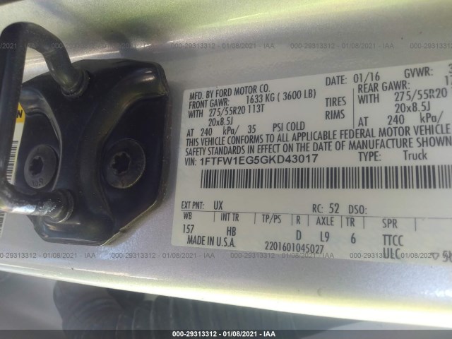 Photo 8 VIN: 1FTFW1EG5GKD43017 - FORD F-150 