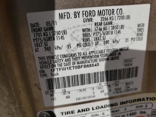 Photo 9 VIN: 1FTFW1ET0BFB68545 - FORD F150 SUPER 