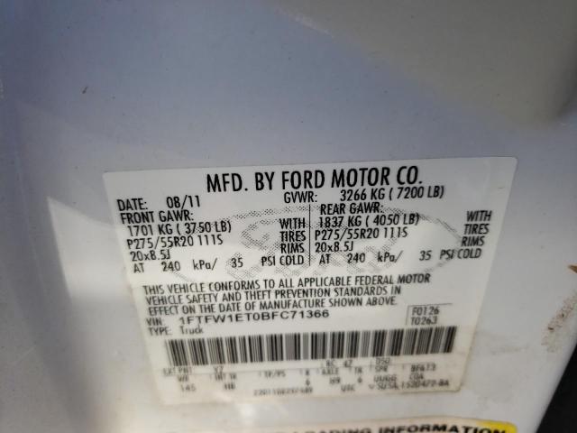 Photo 9 VIN: 1FTFW1ET0BFC71366 - FORD F150 SUPER 