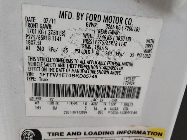 Photo 11 VIN: 1FTFW1ET0BKD85746 - FORD F150 SUPER 