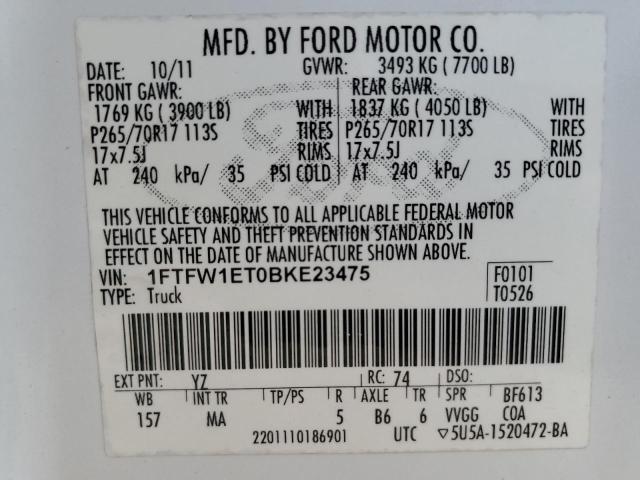 Photo 12 VIN: 1FTFW1ET0BKE23475 - FORD F-150 