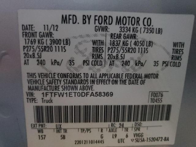 Photo 12 VIN: 1FTFW1ET0DFA58369 - FORD F150 SUPER 