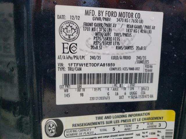 Photo 12 VIN: 1FTFW1ET0DFA81859 - FORD F150 SUPER 