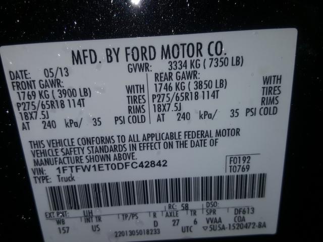 Photo 9 VIN: 1FTFW1ET0DFC42842 - FORD F150 SUPER 